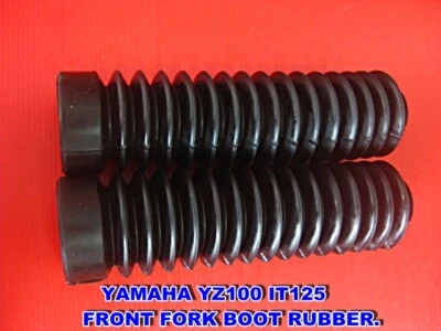 Fit YAMAHA YZ100 IT125 MX175 1977-1980 FRONT FORK BOOT RUBBER SET "BLACK" [mi] Foto 1 de 4