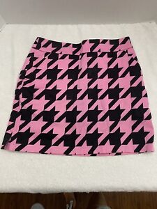Loudmouth Ladies Golf Skort Skirt Size 6 Pink Black Geometric pockets zip