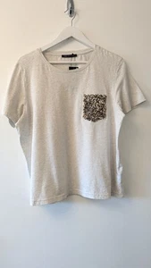 M&S Collection Ladies T Shirt with Sequinned False Pocket. Size 16. Ivory Mix. - Picture 1 of 11