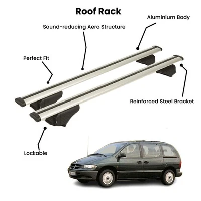 2 piezas barras transversales plateadas para Chrysler Voyager MPV 1996-2001 Foto 1 de 4