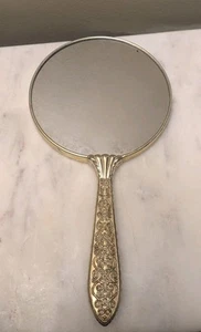 Vintage table top vanity mirror Gold Tone Filagre Detailed double sided Mirror - Picture 1 of 8