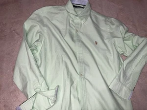 RALPH LAUREN HEMD WEICH GRÜN KONTRASTIEREND OXFORD GESTREIFT MANSCHETTEN GRÖSSE L $ 129 - Bild 1 von 13