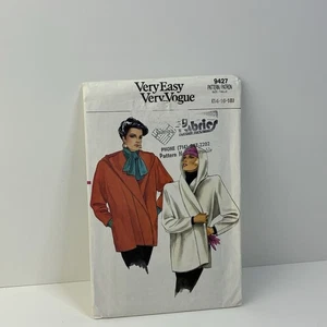 Wrap Coat Size 14-18 Very Loose Unlined Hood Pockets UNCUT Pattern 9427 Vtg 80s  - Picture 1 of 2