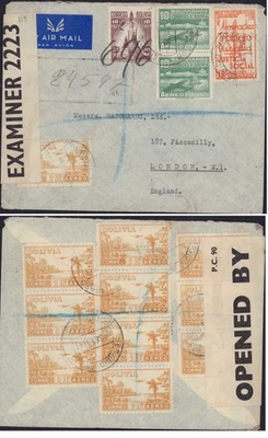 Bolivia 1941 REGISTERED WW2 AIRMAIL COVER LA PAZ LONDRES VIA NEW YORK CENSOR - Image 1 of 3