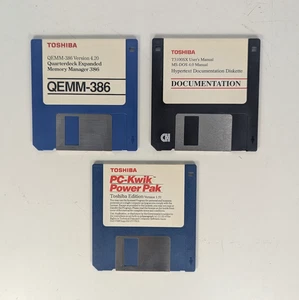 Vintage Toshiba QEMM-386 T3100SX Manuals & Software PC-Kwik 3.5" Floppy Disks - Picture 1 of 5