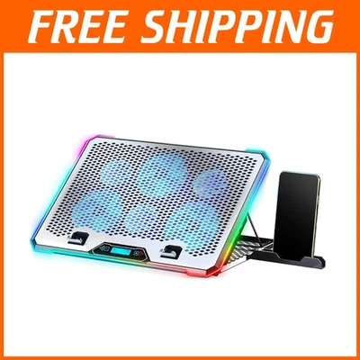 Высокопроизводительная охлаждающая подставка для игрового ноутбука с 9 регулировками высоты и RGB - Изображение 1 из 4