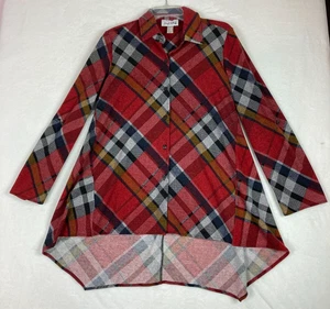 Joseph Ribkoff rot karierte Tunika Damen US Größe 12 hoch niedrig geknöpft Shirt Roll-Etikett - Bild 1 von 17