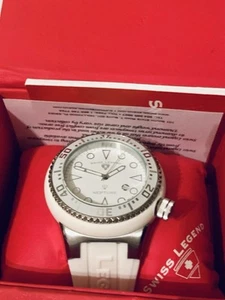 Reloj Swiss Legend Neptune WR100M Tono Blanco y Dorado Corona Atornillada Batería Nueva - Imagen 1 de 23