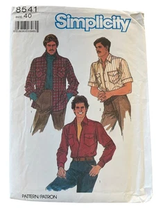 Simplicity 8541 Mens Shirt Sewing Pattern Size 40 1980s Vintage UNCUT FF - Picture 1 of 2