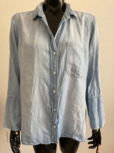 Camisa de manga larga con botones azul claro talla M de tela y piedra - Imagen 1 de 6