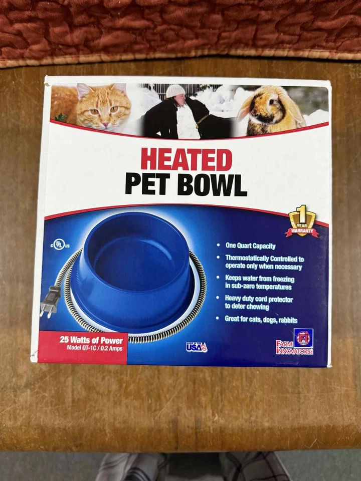 Heated Pet Bowl Farm Innovators w/Anti Chew Cord for All Breed 1 Quart Free S&H! - Image 1 of 1
