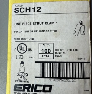 Nvent Caddy SCH12 3/4" Steel Emt To Strut Clips Box Of 100 New - Picture 1 of 4