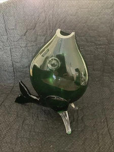 GROSSE VINTAGE MID CENTURY MODERN EMPOLI ITALIENISCHE SMARAGDGRÜNE GLAS FISCH VASE - Bild 1 von 8