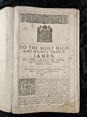 1611 King James Bible Leaf ~Prelim leaves~  5th issue 1639/40 - Image 1 of 4