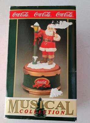 1993 Coca Cola Musical Collection Music Box rotating Santa with Lamp in box - Image 1 of 4