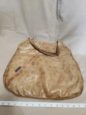 BOLSO DE MANO BOHO ORLA KIELY MARRÓN FLORAL RETRO. Costuras rosa intenso. AP3 Foto 1 de 4