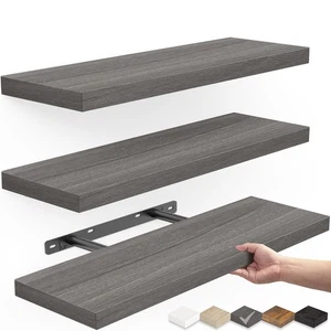 Floating Shelves for Wall, Wall Mounted Rustic Wood Shelves for Bathroom, Bed... - Picture 1 of 9