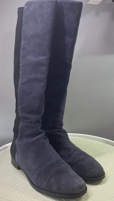 Botas de gamuza Stuart Weitzman para mujer hasta la rodilla azul marino y negro talla 7,5 usadas en excelente estado Foto 1 de 4