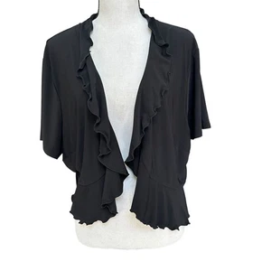 Cato Woman Black Ruffle Open Front Cardigan Shrug Size 26/28 Plus - Picture 1 of 6