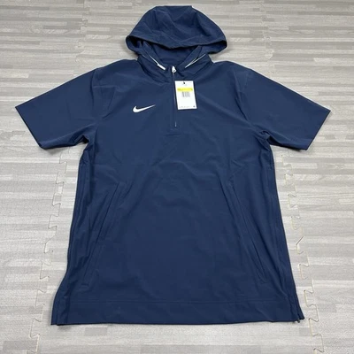 Nike Football Coaches Sideline 1/4 Zip SS Hoodie Jacket Mens S Navy FJ9548 $75 - Image 1 of 4