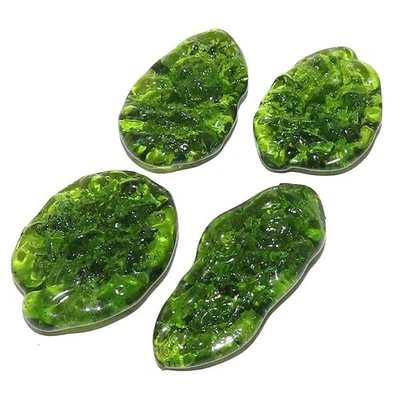 CABOCHON 94.35Cts Green Moldavite Fancy Treated (LAB CREATED) Gemstone 4 Pcs Lot - Image 1 of 4