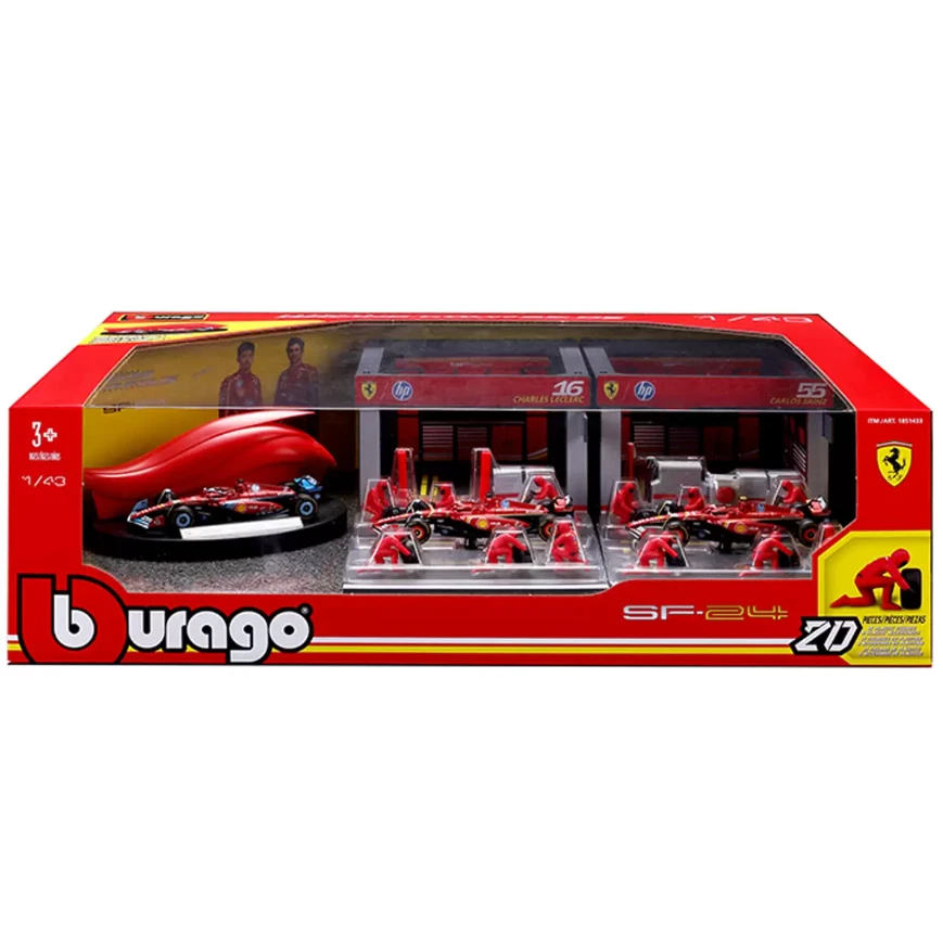 Scuderia Ferrari HP - Burago 1:43 F1 Racing Deluxe Paddock Pit Crew Diecast Set - Image 1 of 4
