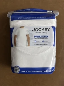 Jockey Essentials Size 2XL Men’s Cotton Crewneck T Shirts, 3-Pack White - Picture 1 of 2