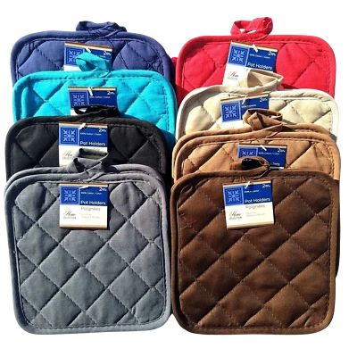 2pk Quilted Kitchen Pot Holders Heat Resistant To 350 F  7"X7" NWT Free Shipping - Image 1 of 4
