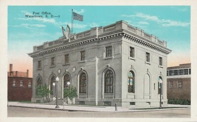 U S Post Office Watertown South Dakota SD Vintage souvenir Postcard - Image 1 of 2