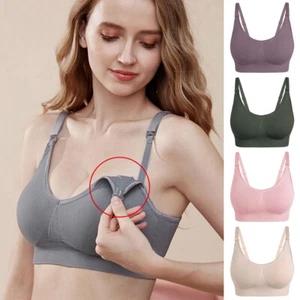 Women Front Closure Wireless Maternity Nursing Bras Vest Bralette Breastfeeding - Picture 1 of 26