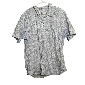 Gap Shirt Men's XXL Blue Slim Fit Button Up Printed Stretch Poplin Casual Top - Picture 1 of 9