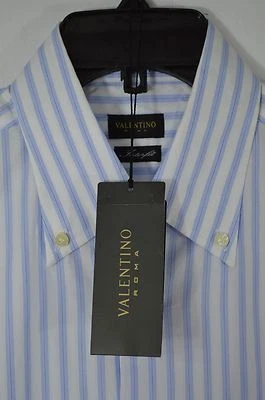 Valentino mens DRESS SHIRT interfit  WHITE STRIPED blue 16 41 - Image 1 of 3
