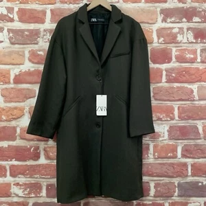 Zara Basic Peacoat Blazer Womens XS Gray Career Work Office Long Jacket - Picture 1 of 10