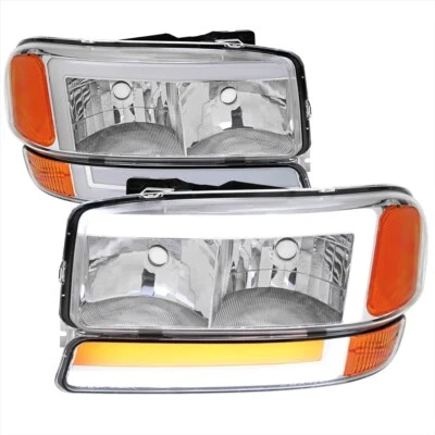 FOR 01-06 GMC Yukon 02-06 GMC Sierra Headlight LED Signal Chrome - Image 1 of 3