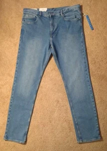 NWT H&M Denim 36x32 Slim Stretch Faded Blue Jeans Semi-Distressed - Picture 1 of 21