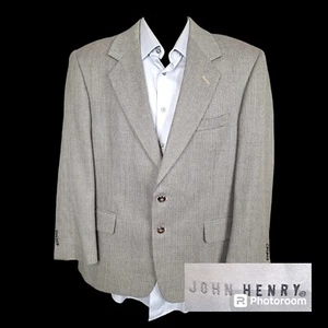 John Henry Sport Coat Blazer Mens 42S Brown Check Wool Blend - Picture 1 of 10
