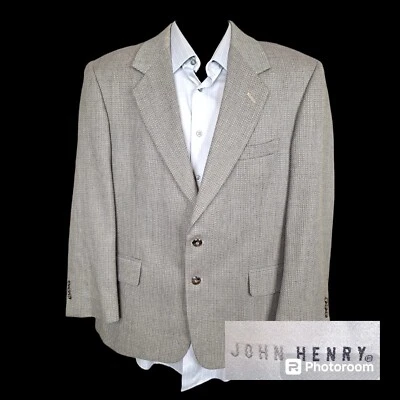Abrigo Blazer Deportivo John Henry Para Hombre 42S Marrón Cuadros Mezcla Lana Foto 1 de 4
