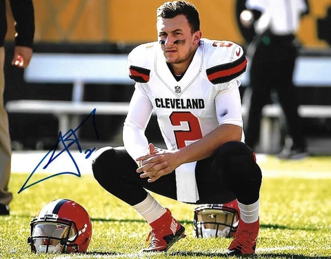 Johnny Manziel Cleveland Browns Football NFL signed 8x10 photo proof #2 w/COA Cover
