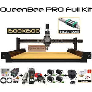 1500x1500 Black QueenBee PRO CNC 4 Axis Wood Router Engraver Machine Full Kit - Picture 1 of 12