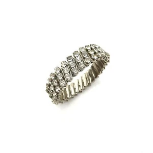 VTG Silver Tone Clear Rhinestone Expansion Bracelet Adjustable Expandable - Picture 1 of 7