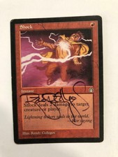 MTG STRONGHOLD SHOCK SIGNED BY ARTIST RANDY GALLEGOS PLAYED MAGIC THE GATHERING