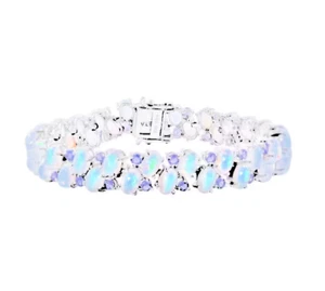 15 CT Ethiopian Opal Tennis Bracelet Platinum Over Sterling Silver 6.5 Inch - Picture 1 of 5
