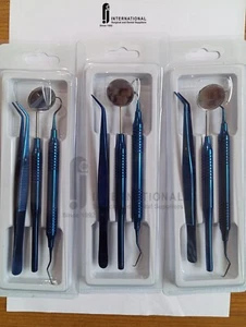 3Set di Kit Esame Base Dentale Rivestito in Titanio Explorer, Specchio, Pinzetta - Foto 1 di 4