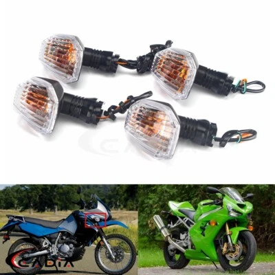 4Pcs Turn Signals Lights Amber Indicator For KAWASAKI KLE500 KLR650 Z750S ZX10R - Image 1 of 4