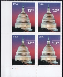 Scott #3648 $13.65 Capitol Dome at Dusk Plate Block of 4 Stamps - MNH (LL) - Picture 1 of 1