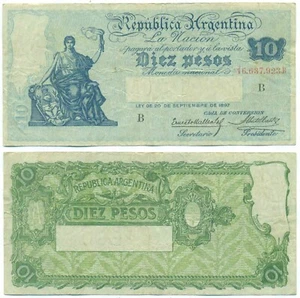 BILLETE ARGENTINA 10 PESOS (1928) SUFIJO GIL-CASTEX B# 1628 P 245b VF - Imagen 1 de 1