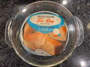 Fire King 8” cake dish with Original Label - Picture 1 of 2