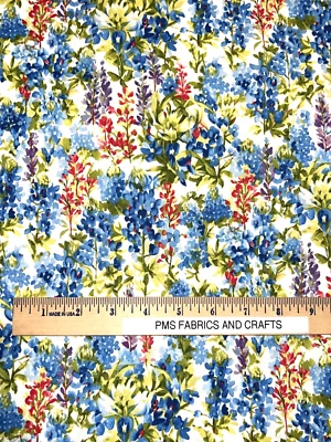 MODA Wildflowers 2024 tela 100% algodón por yarda 36x44 33772 11 Bluebonnets Foto 1 de 4