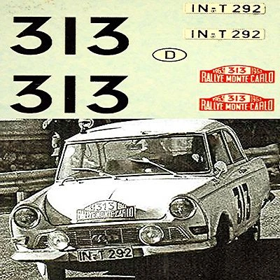 DKW Junior Rallye Monte Carlo 1963 P. Gelé A.Soisbault #313 1:87 Decalcomania - Immagine 1 di 2