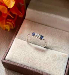 1Ct Real Moissanite Round Cut Women's Engagement Ring 14K White Gold Plated - Picture 1 of 8